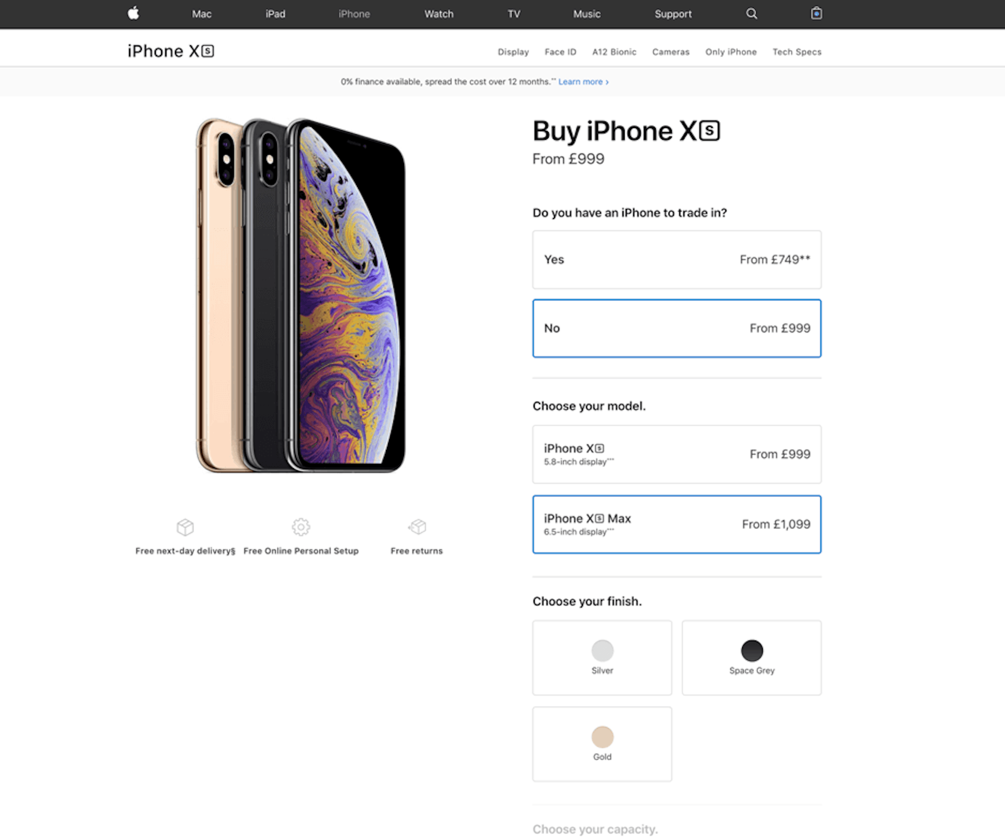 Apple's iPhone product pages