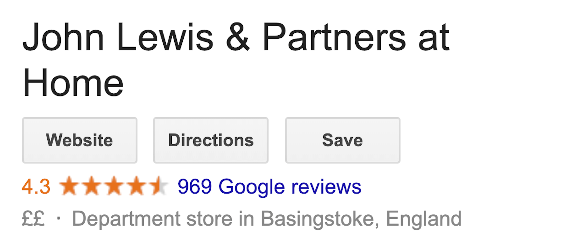 John Lewis & Partners Google Reviews