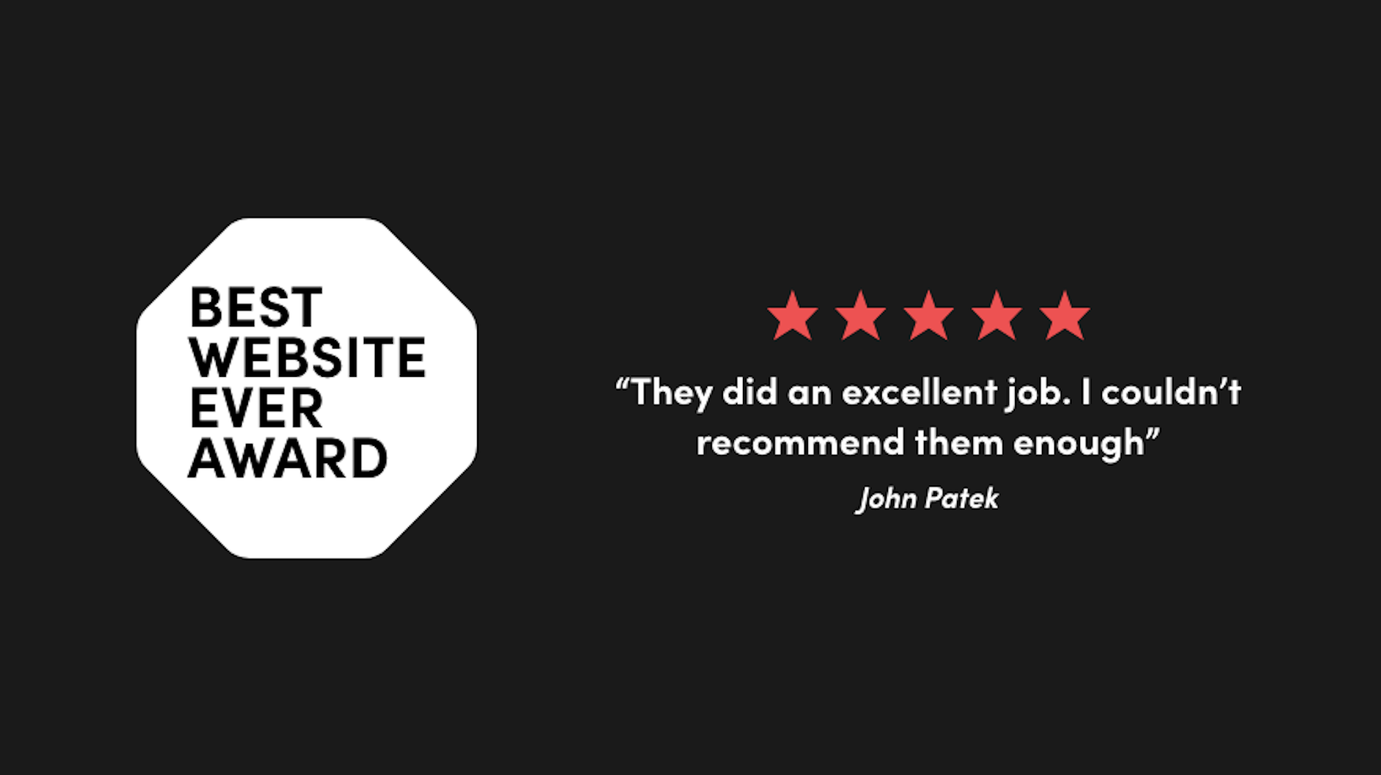 5 star rating with customer testimonial