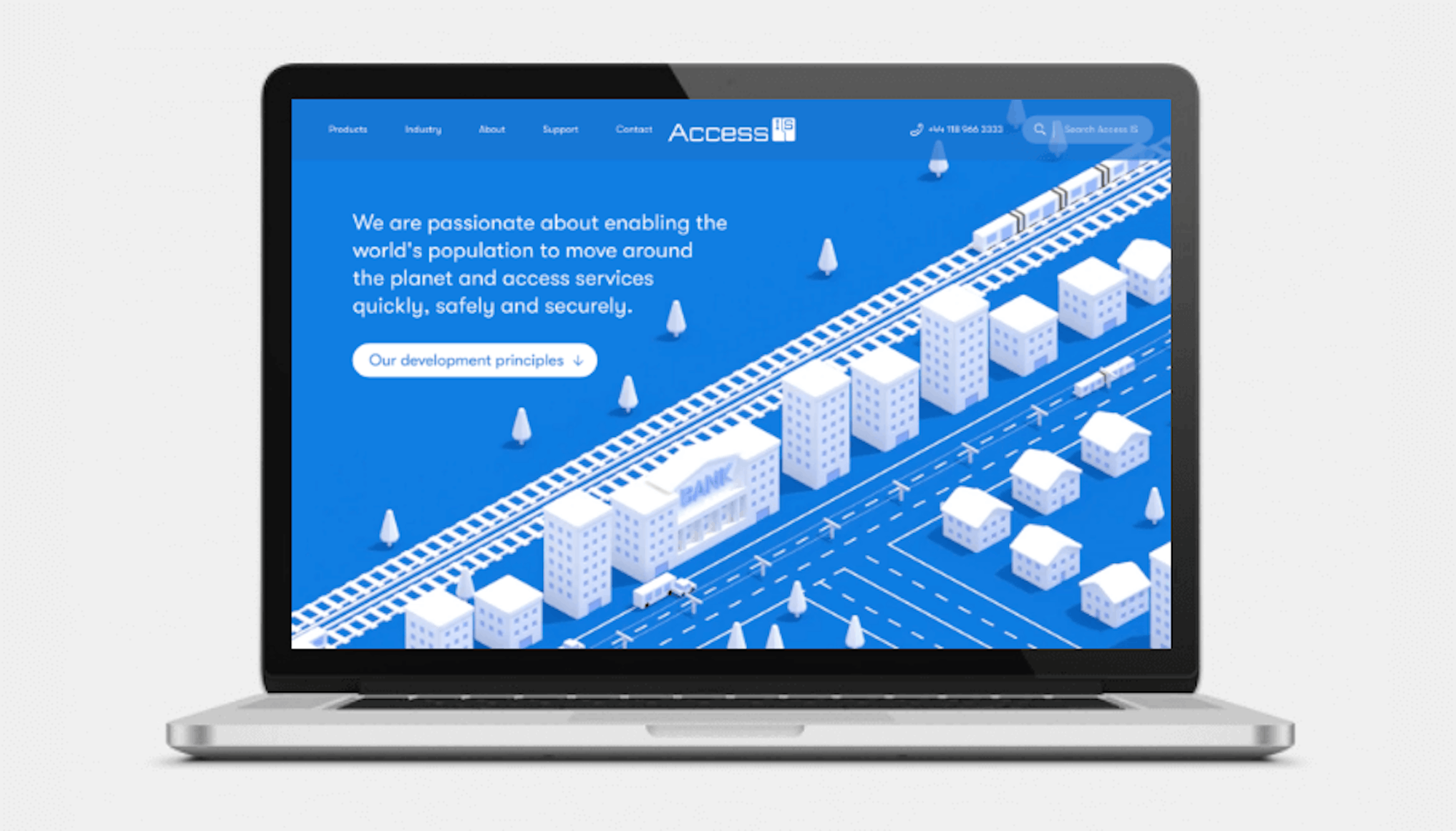 modern website design with 3D scene displayed laptop