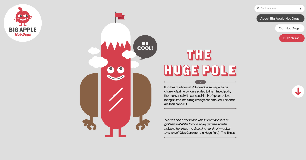 Big Apple Hot-Dogs website design