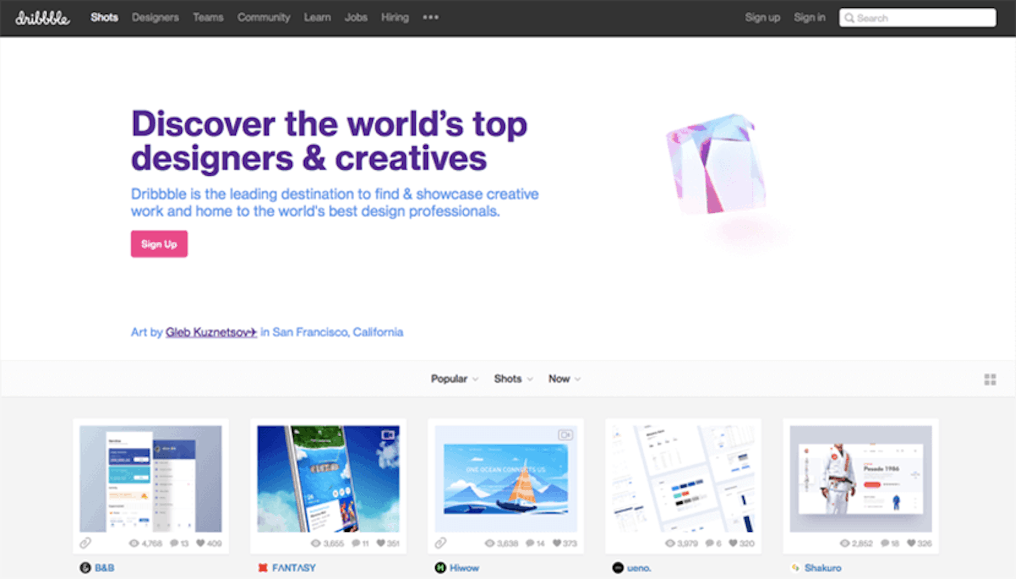 Dribbble home page