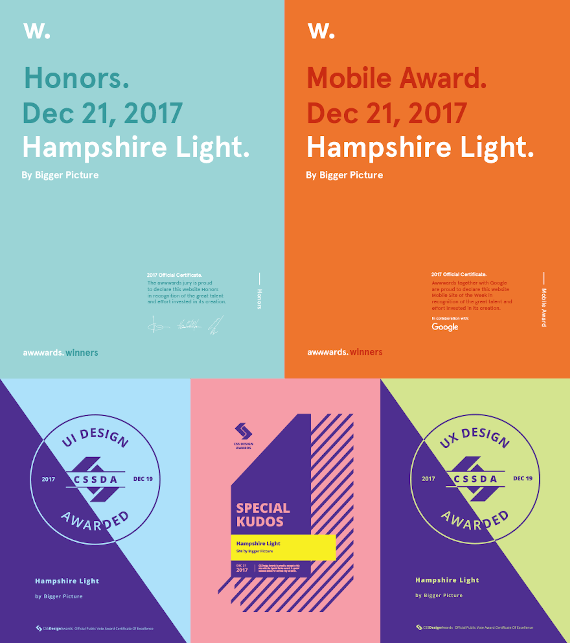 Design awards: Honourable Mention, Awwwards. Mobile Site Of The Week in collaboration with Google, Awwwards. Special Kudos, CSS Design Awards. UI Design Award, CSS Design Awards. UX Design Award, CSS Design Awards.
