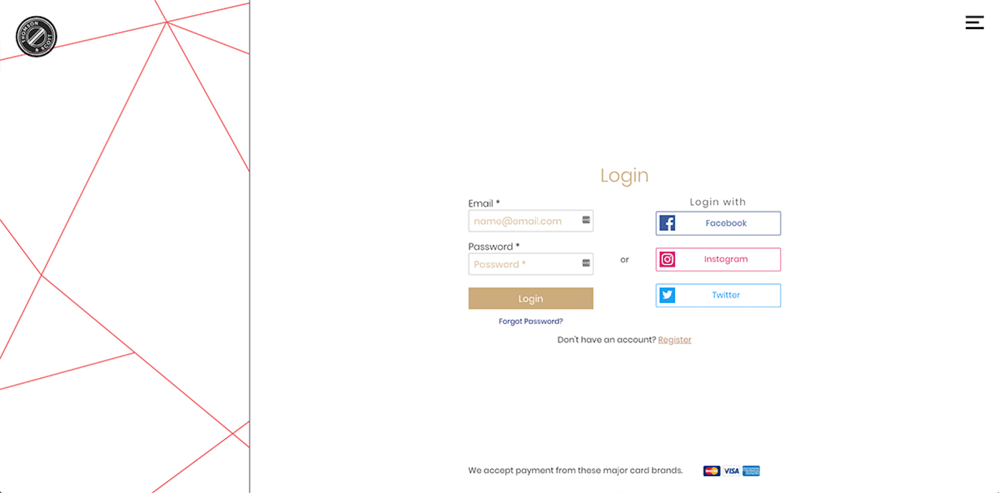 Thomson & Scott login page created using Laravel for authentication.