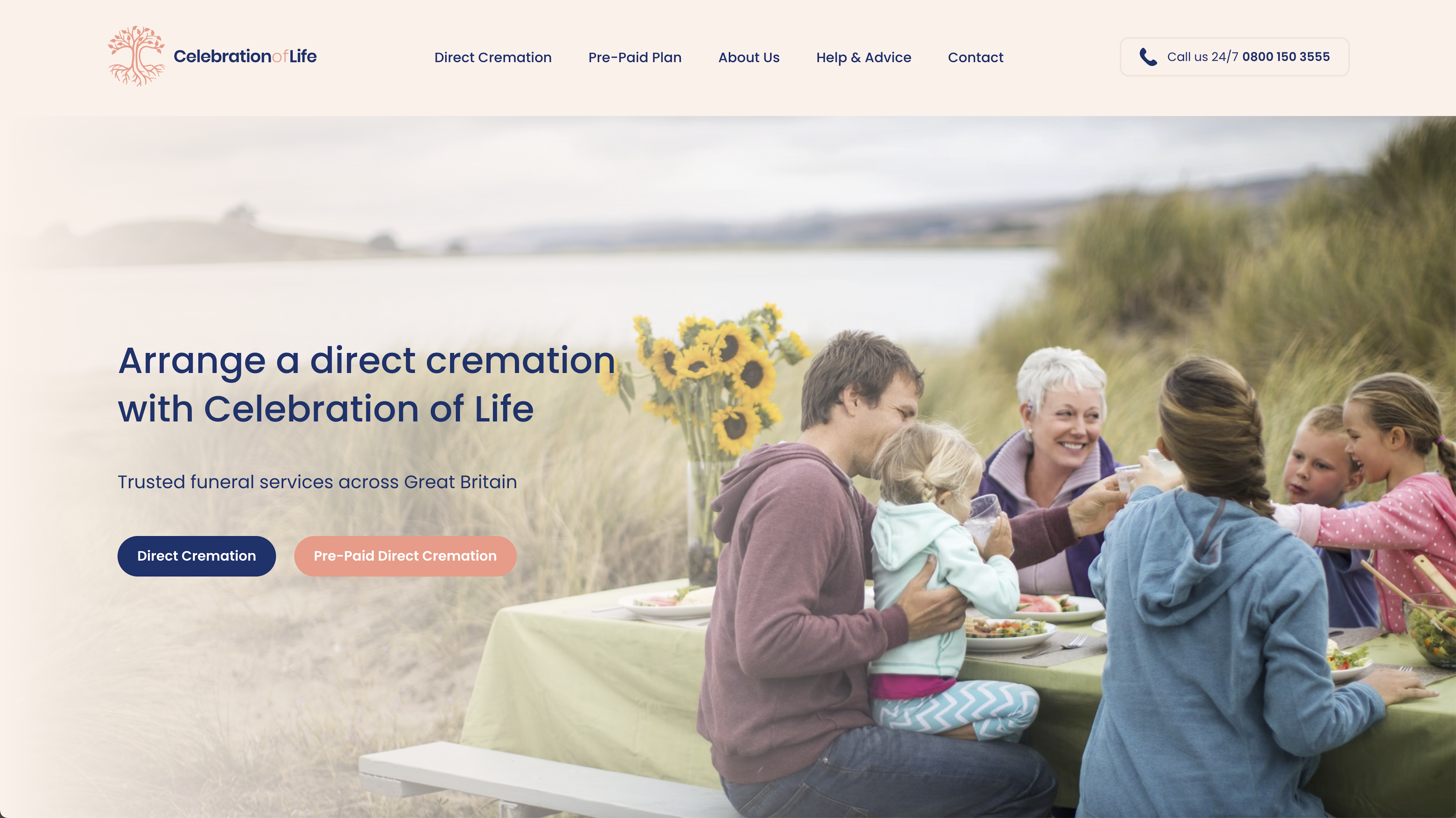 Celebration of Life homepage header