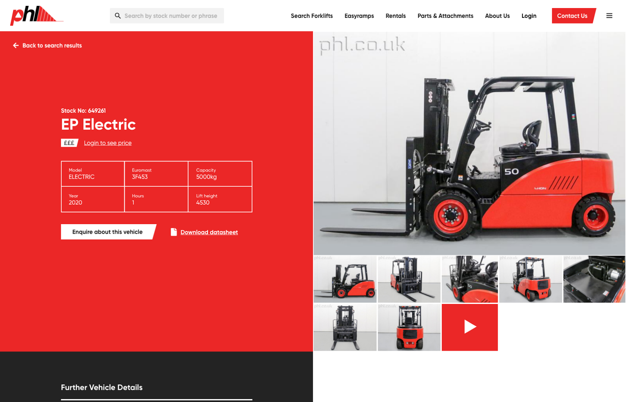PHL forklift product page