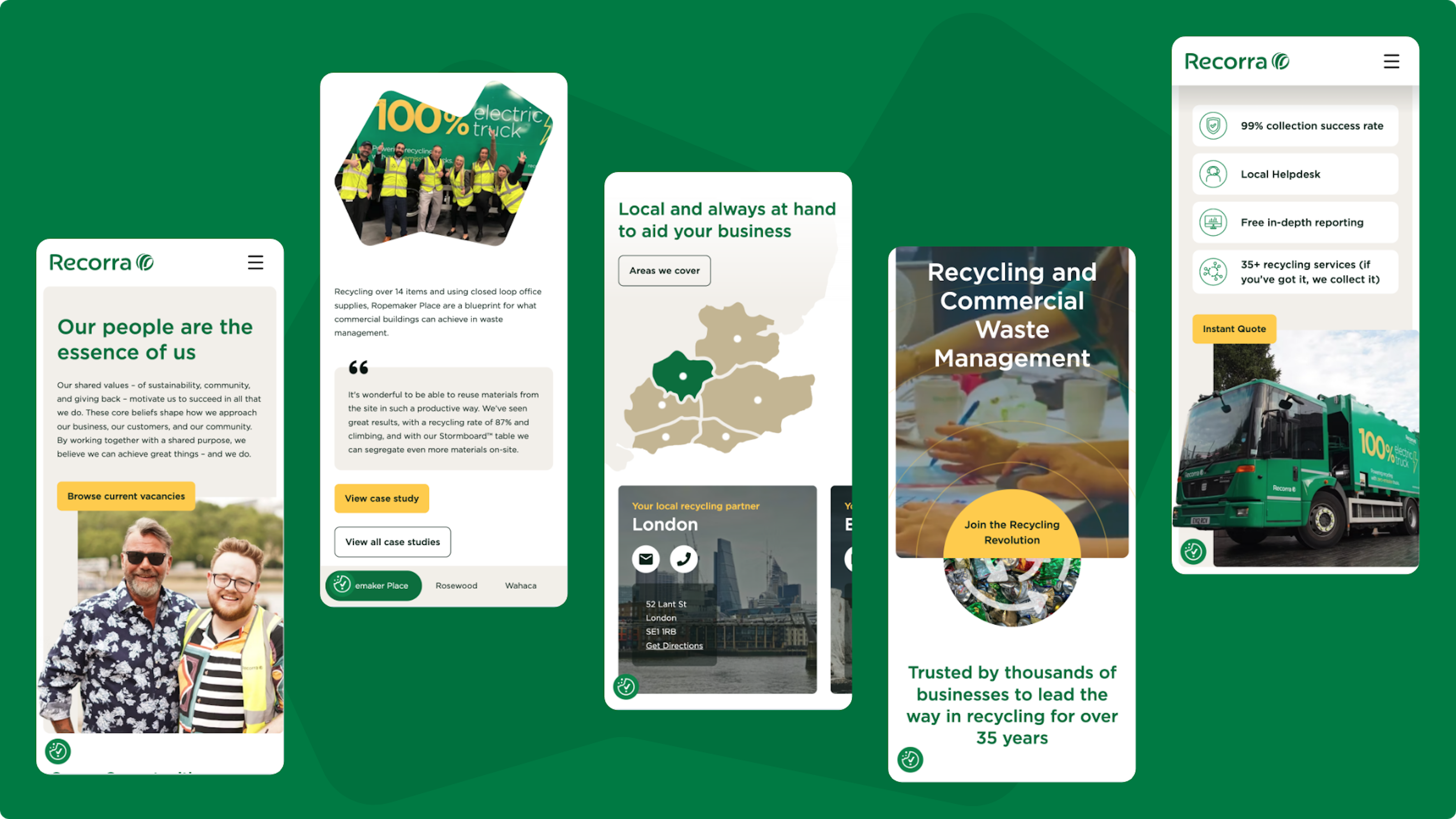 Recorra website mobile designs montage